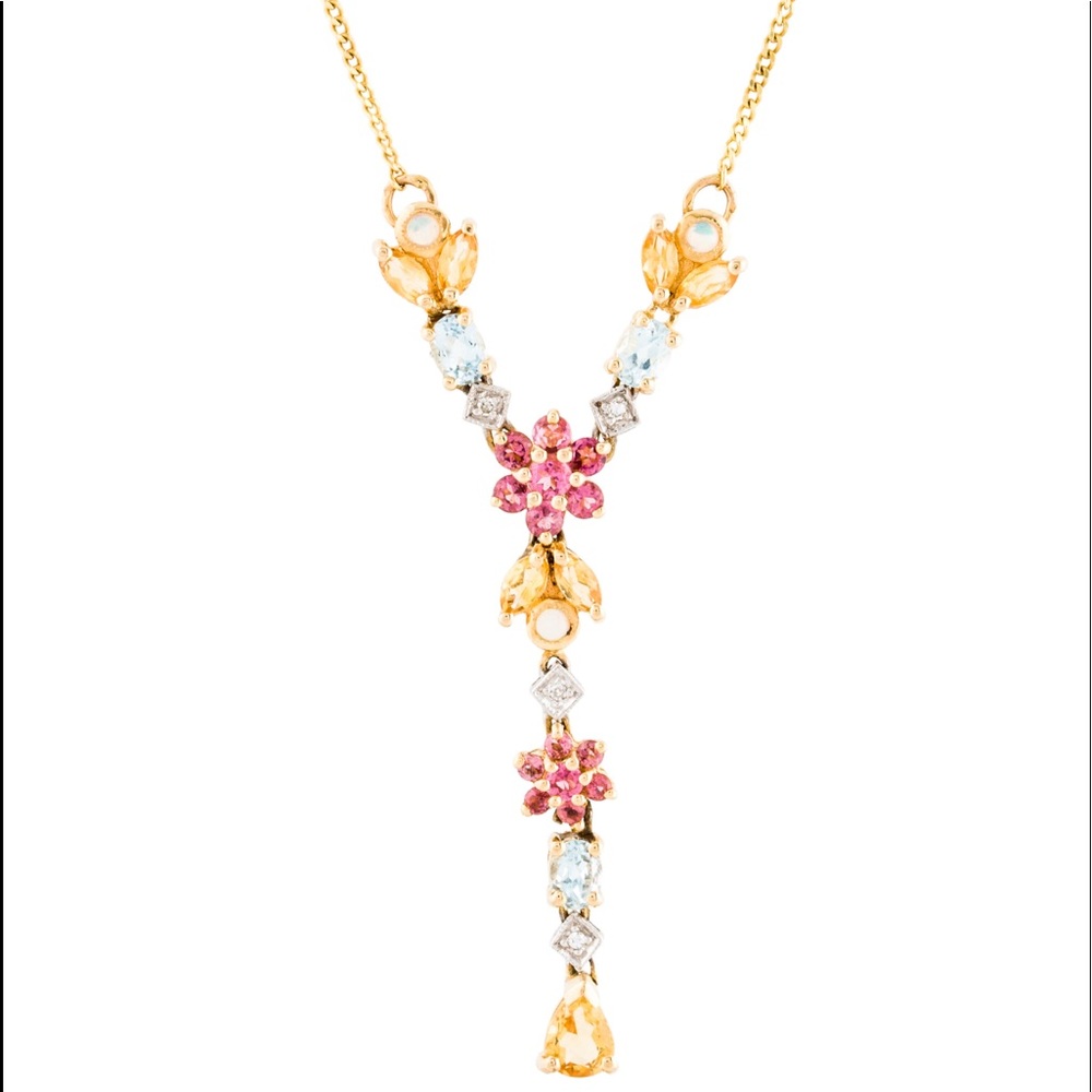 14k Yellow Gold diamond semi-precious stones